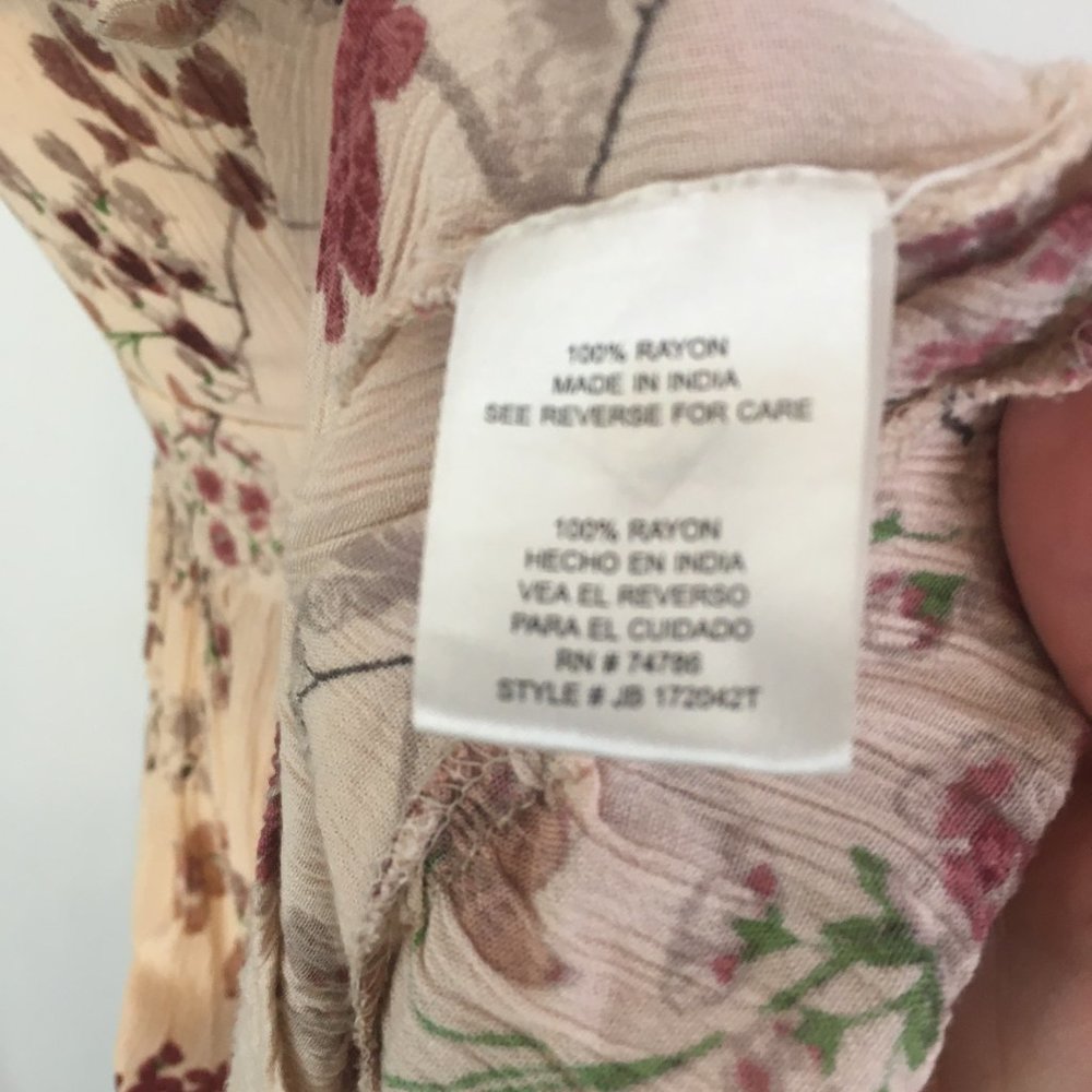 Patrons of Peace Cream Floral A-Line Maxi Dress, Ruffle Sleeve, 36 Bust 26 Waist - Picture 7 of 10
